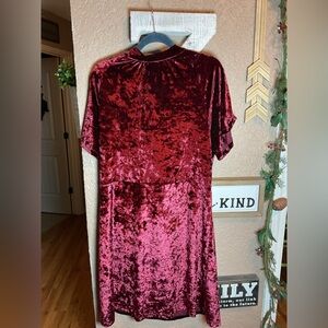 Shiela Rose Burgundy Velvet Tie Collar Midi Dress Women’s Size XL NWT